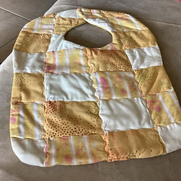 Handmade Double Sided Quilted Yellow Baby Bib - Picture 1 of 4